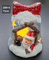 Decorațiune decor ceramic Crăciun Moș Crăciun sub arcadă luminoasă - 11cm